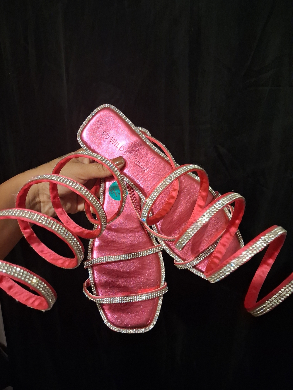 DIVA Lounge Pink Rhinestone Strappy Sandals